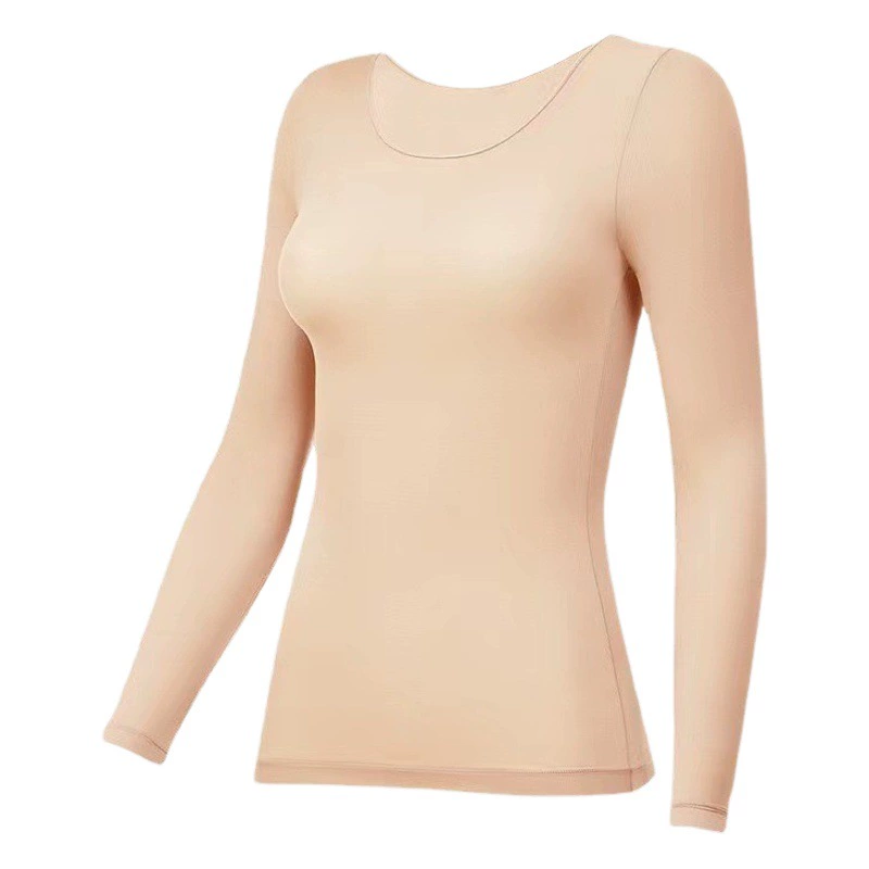 Одежда для красоты кожи с гиалуроновой кислотой, Женская Осень 2022, новая простая однотонная теплая нагревательная бесшовная Базовая рубашка с круглым вырезом и длинным рукавом