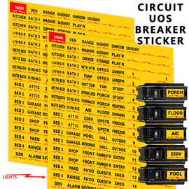 跨境彩色电气盒面板标签断路器目录标签分类标识标记自粘贴纸
