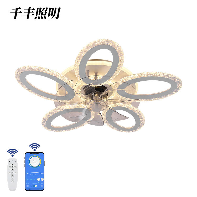 Luz de techo de control remoto de estilo moderno de lujo ultra brillante transfronterizo sala de estar comedor de lujo inteligente LED ventilador de techo