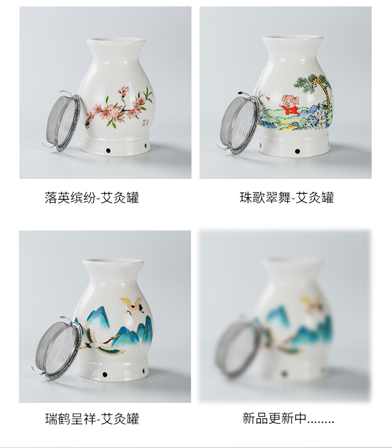 Ceramic Moxibustion Cup Massage Jar Multi-Function Warming Therapy Device for Home Body Care overview