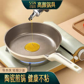 闪闪优品 平底锅不粘锅家用煎饼煎蛋锅燃气电磁炉煎牛排小炒煎锅