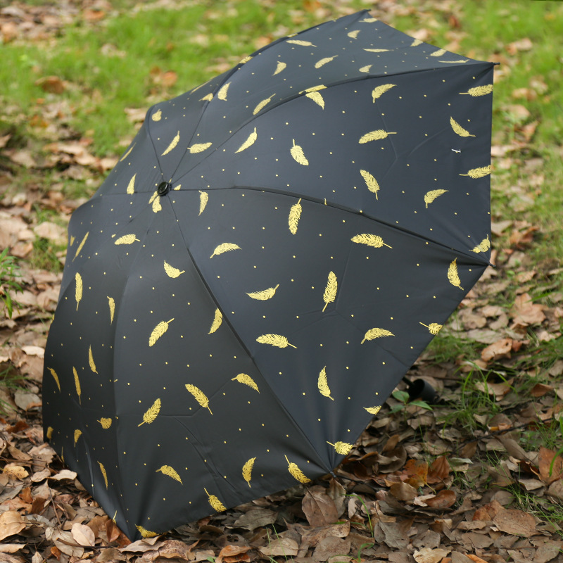 Sun Umbrella Folding Reinforced Black Rubber Three-fold Feather Umbrella Sunlight Umbrella Sunlight and Rain Dual-use Sun Protection UV Protection Umbrella for Women Sun Umbrella Folding Reinforced Black Rubber Three-fold Feather Umbrella Sunlight Umbrella Sunlight and Rain Dual-use Sun Protection UV Protection Umbrella for Women