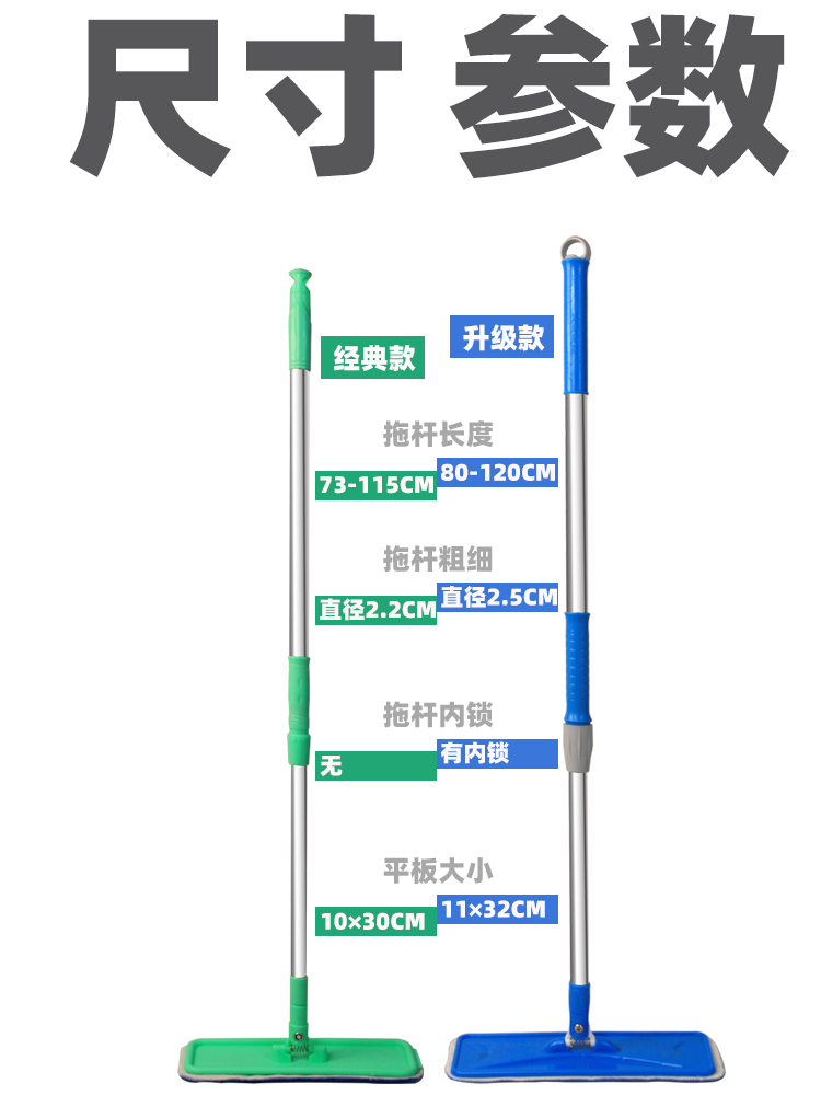 ZN4I木地板打蜡拖把32粘贴式平板小号家用一拖净精油懒人粘扣