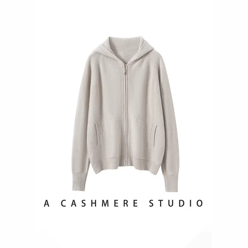 Little Baby Cashmere Hoodie for Women, New Autumn and Winter Style, Hooded Zipper, Loose Fashion Knit Sweater Cardigan Jacket Little Baby Cashmere Hoodie for Women, New Autumn and Winter Style, Hooded Zipper, Loose Fashion Knit Sweater Cardigan Jacket