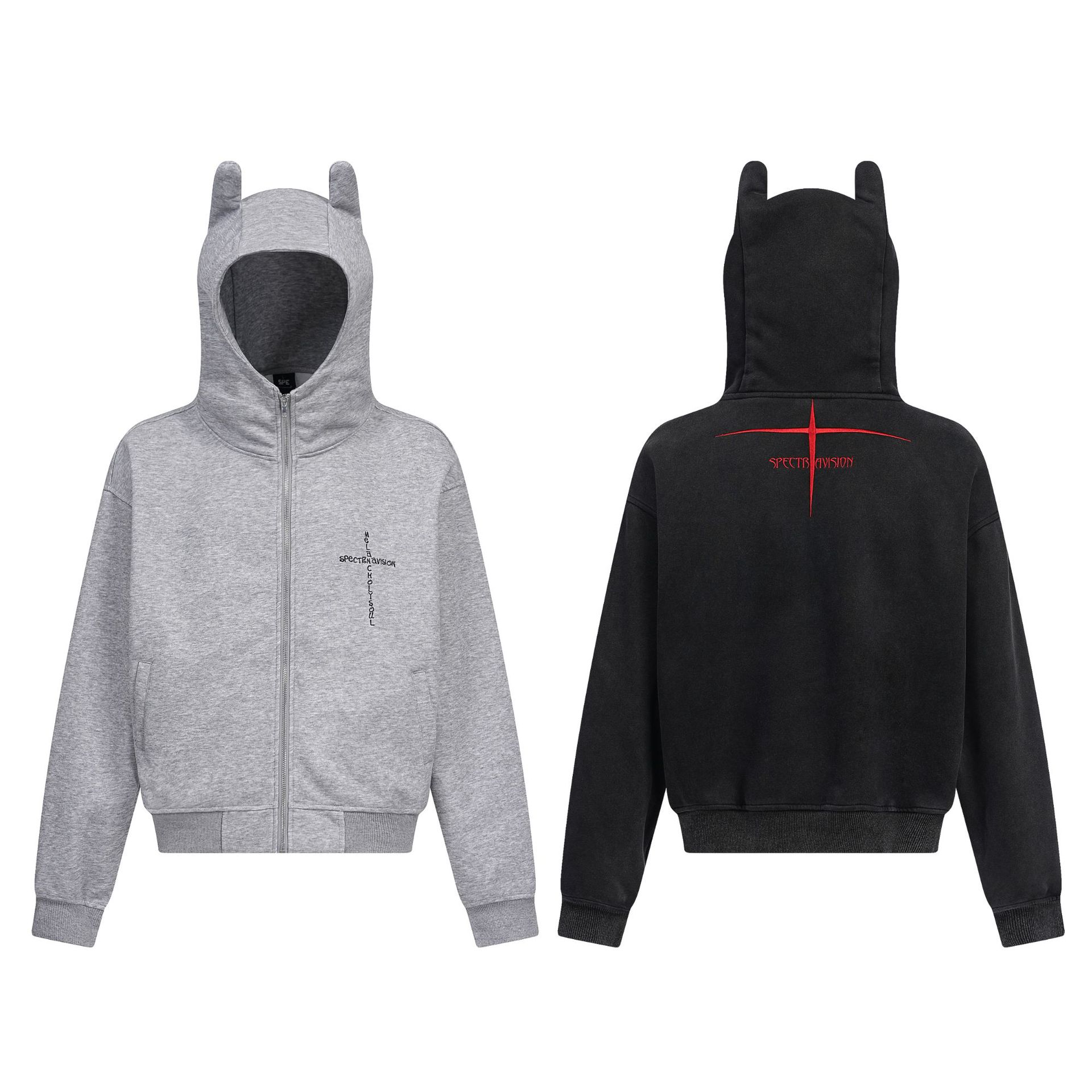 Sweatshirt com capuz e fecho estilo street com orelhas_voghion.com