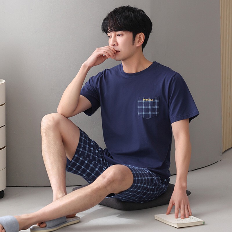 150.00kg Plus Size Fat Men's Summer Pajamas Short-sleeved Students Korean-style Sports Fashion Home Clothes suit