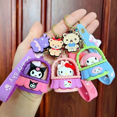 Creative cartoon cradle Sanrio keychain cute cradle Melody Coromi keychain unisex bag pendant