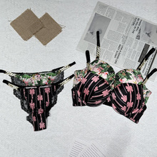 跨境速卖通维密野性性感蝴蝶结个性链条胸罩厚杯上托调整型文胸