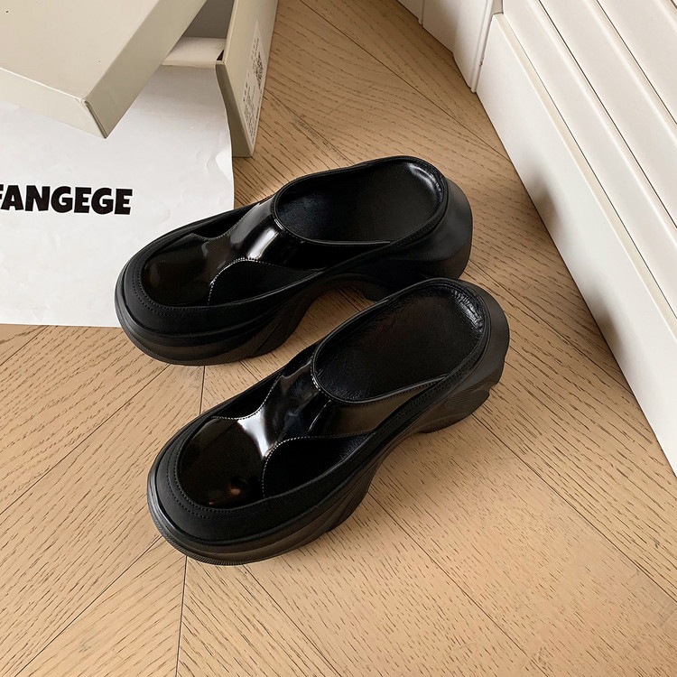 Dép sandal nữ da thật họa tiết da báo đế xuồng cao gót 9 cm — Trang chủ, màu đen, bạc chi tiết 71