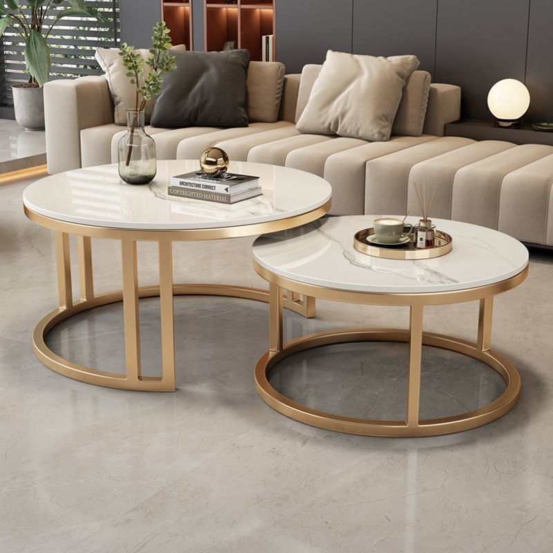 스노우 마운틴 화이트/골드 프레임 라이트 럭셔리 커피 테이블 [펌프 없음]