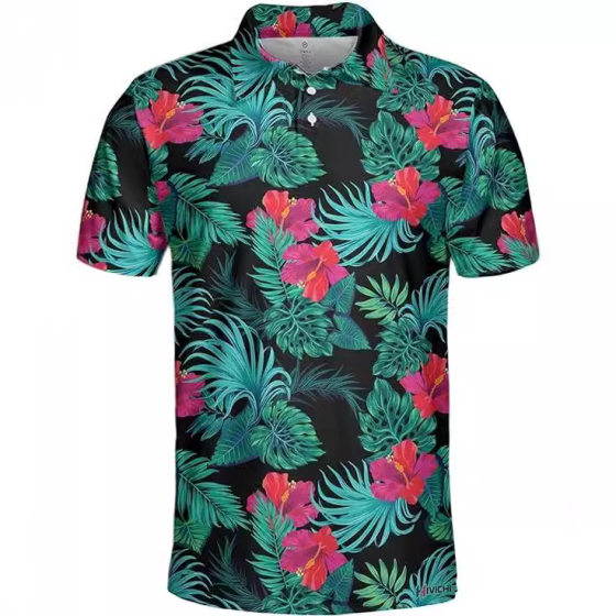 Cross-border foreign trade summer new size men's casual fashion 3D digital printing short sleeve Polo shirt a generation of hair