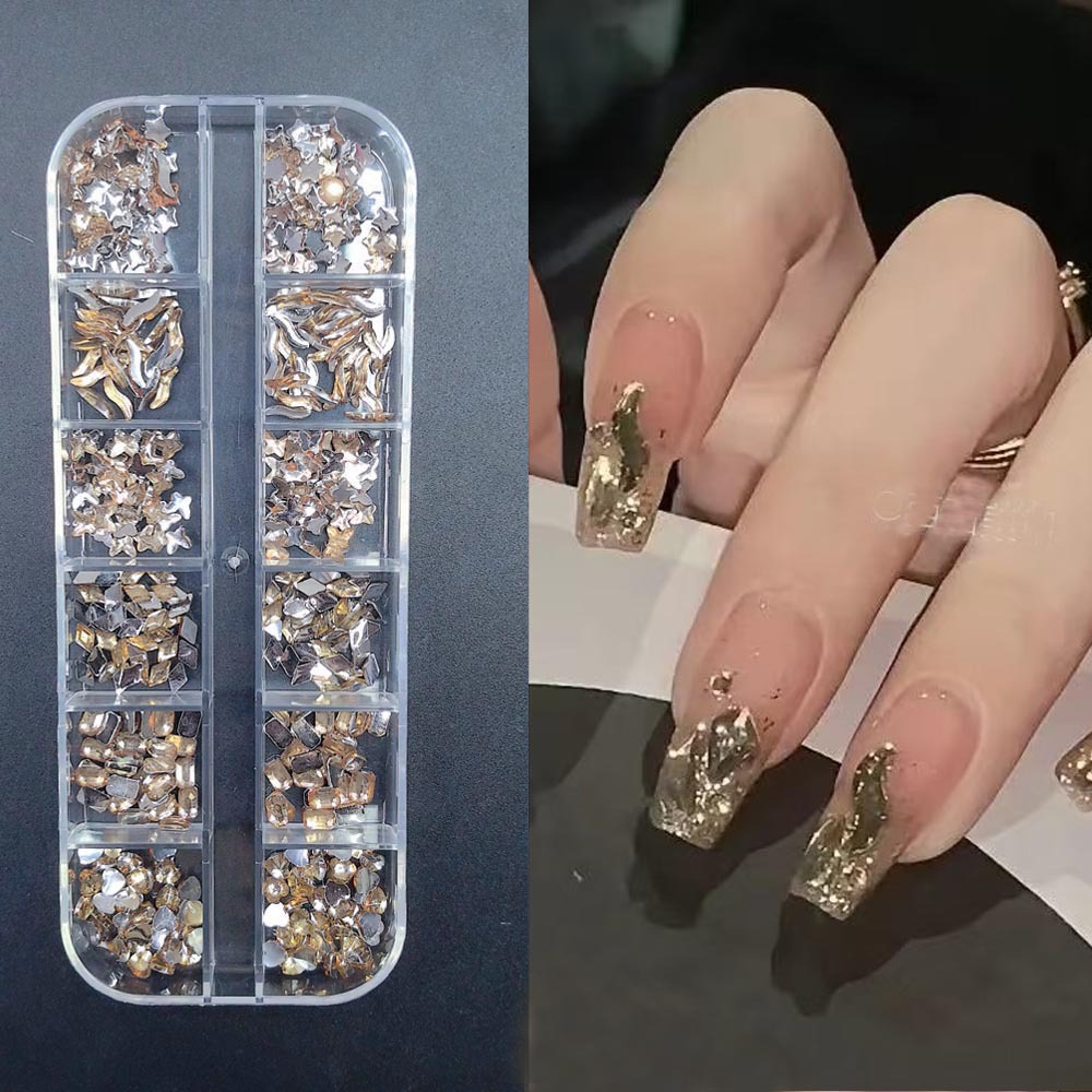 Accesorios para uñas Mini diamantes para uñas Diamantes planos de forma especial Blanco rosa champán Accesorios para uñas súper brillantes