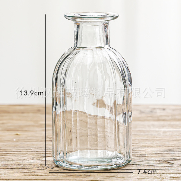 Retro light luxury relief transparent French mini glass vase living…