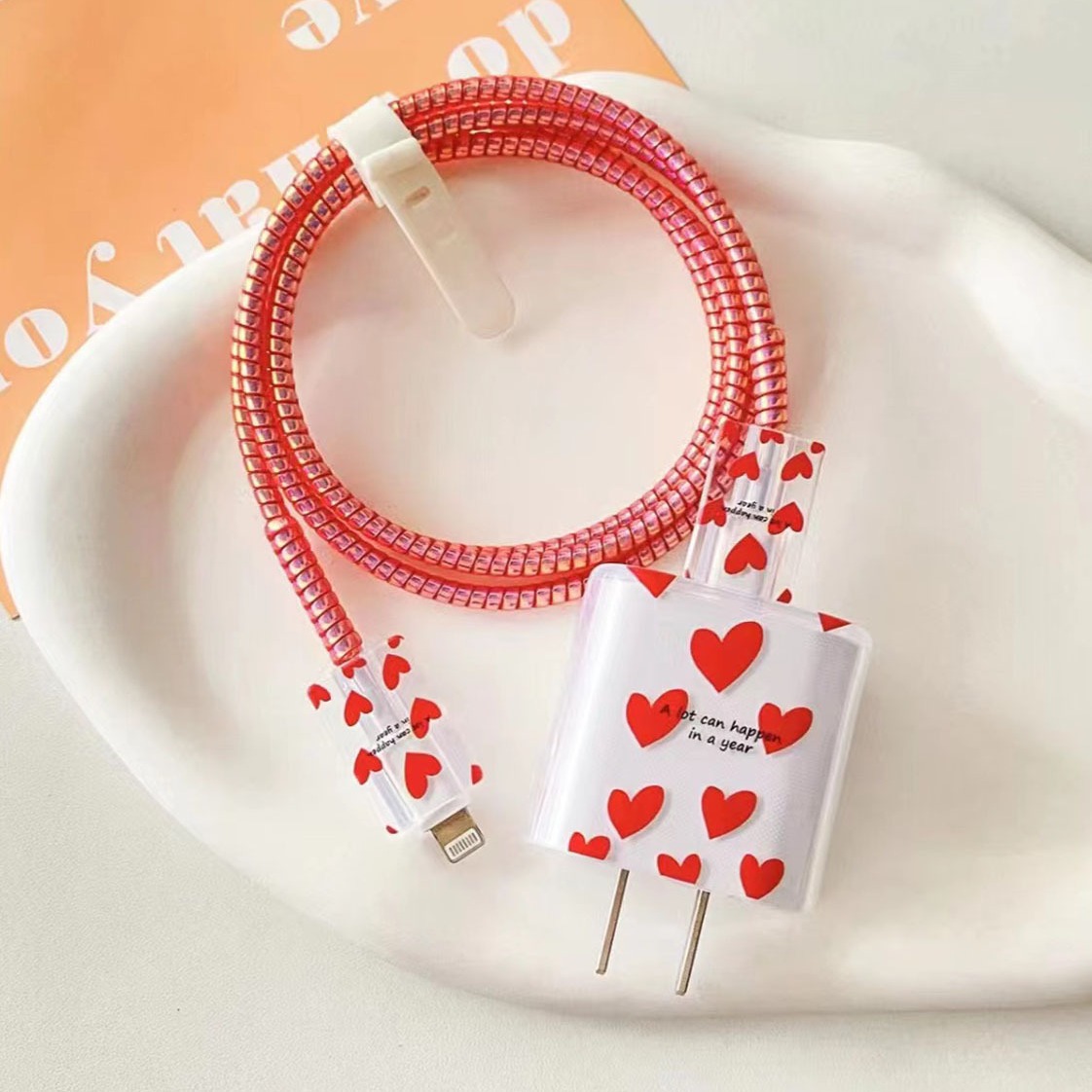 20W cargador de cable de datos Cable de bobinado cubierta protectora de carga rápida cubierta de la cabeza de impresión + cubierta de alambre 2 + 1 M de rayos láser