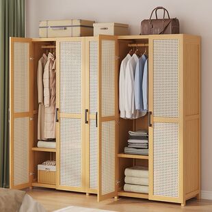 Wardrobe Household Bedroom Rental Room Simple Assembly Economical Bamboo Children's Small Apartment Storage Cabinet Wardrobe