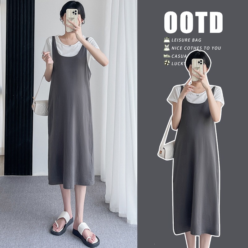 Real Photos + Video: 2026 Summer Style Salt-Style Outfit-Inspired Maternity Faux Two-Piece Dress Real Photos + Video: 2026 Summer Style Salt-Style Outfit-Inspired Maternity Faux Two-Piece Dress