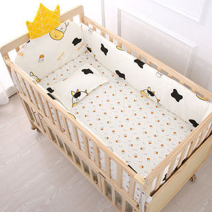 Crib Bumper, Cotton Jacket, Crib Bumper, Five-Piece Crib Set, Removable and Washable Anti-Collision Crib Bumper Mattress