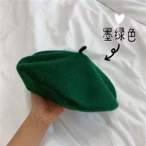 秋冬ホット販売レトロベレー帽女性日本森スタイル文学ウール画家帽子ウール無地|undefined