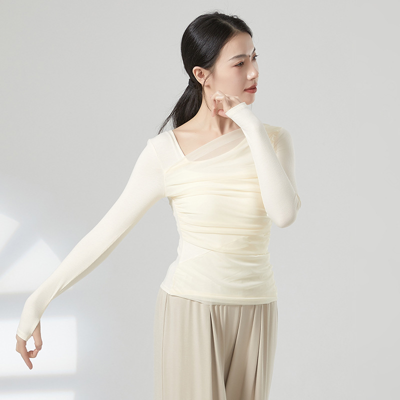 Modern dance clothes mesh long-sleeved top women's practice clothes spring and autumn 2024 classical dance body clothes