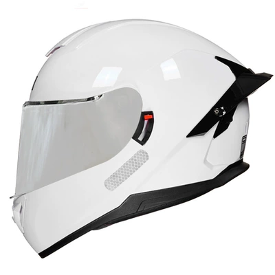 Motosiklet kaskı (dəbilqə) – tail bluetooth full helmet - bright-white-silver-mirror-m