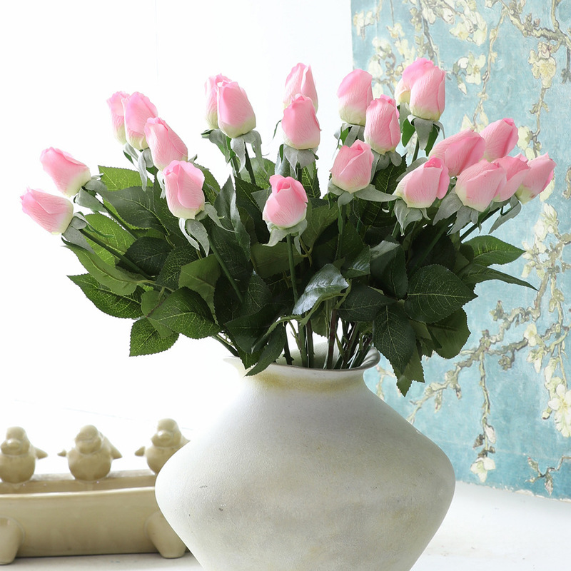 Artificial Flower with Real Touch Rose Flower Moisturizing Rose Buds Mini Flower Buds Fake Flowers Home Decoration Cross-Border Roses