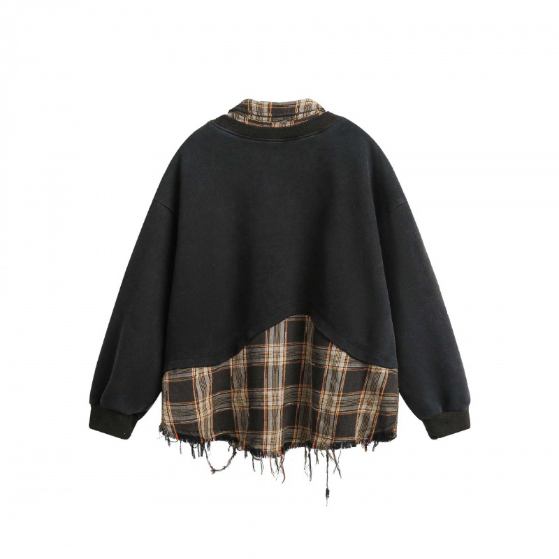 Spring new product pullover fake two-piece lapel top spliced ​​casual and fashionable sweatshirt for men and women A009-W484