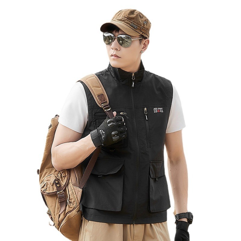 Fotografía al aire libre chaleco hombre otoño invierno nuevo multi-bolsillo chaleco de mediana edad chaleco de herramienta chaqueta casual chaqueta