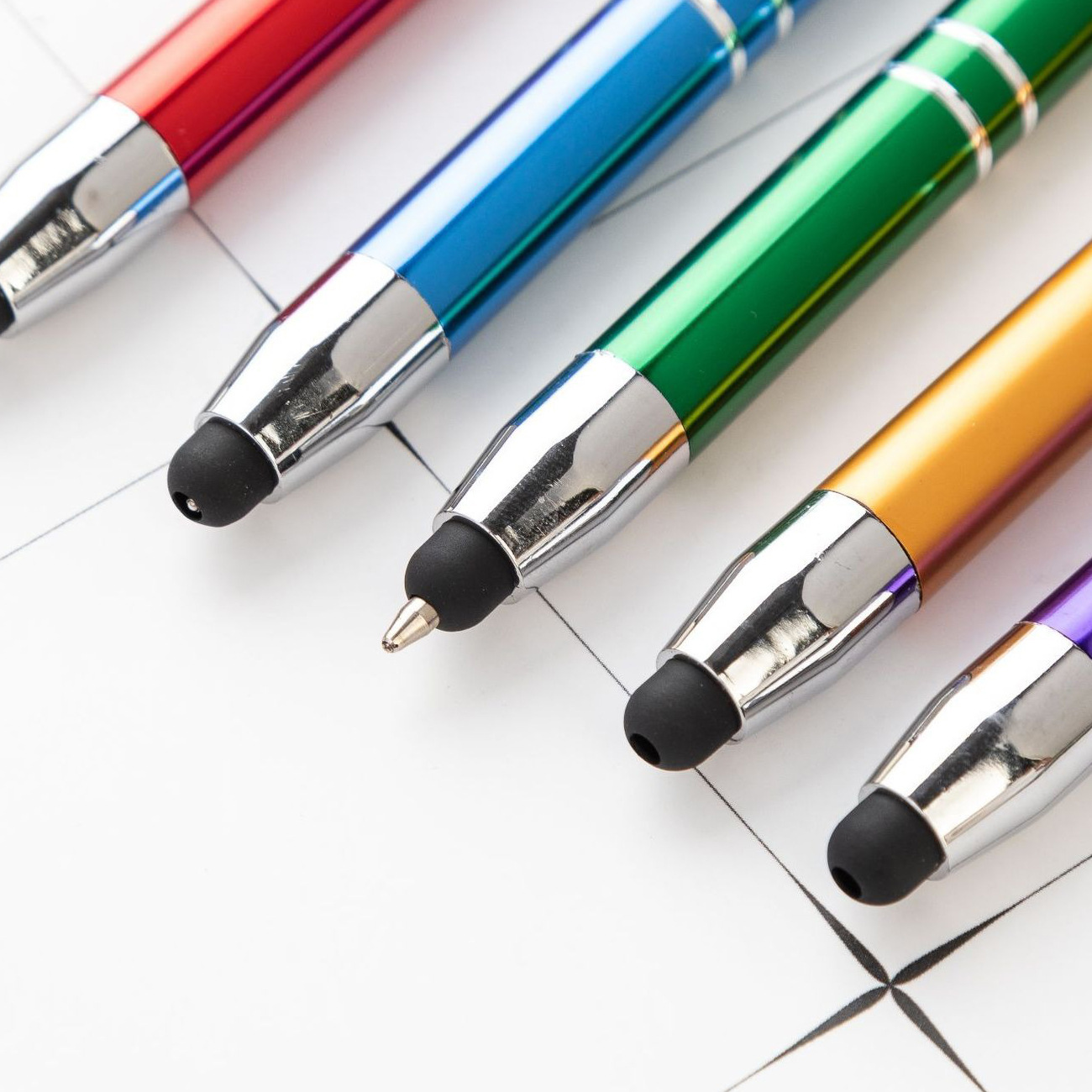 Nueva pantalla táctil Multi-color metal bolígrafo varilla de aluminio pluma táctil pluma publicidad pluma Impresión logotipo fuente de fábrica