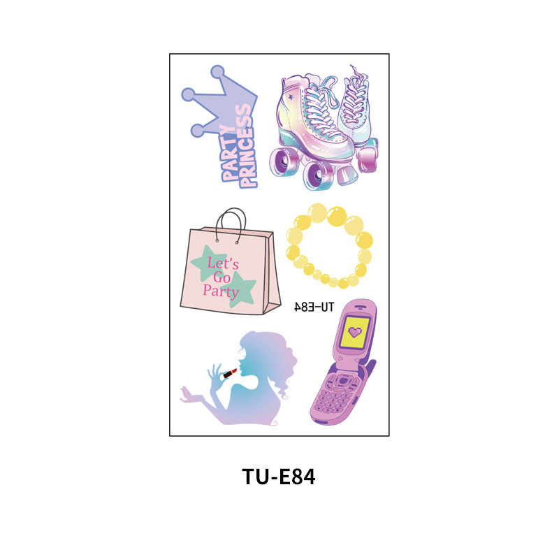 Suministro transfronterizo nueva chica retro tatuaje fiesta de cumpleaños tatuaje pegatinas niños Rosa lindo cara pegatinas temporal