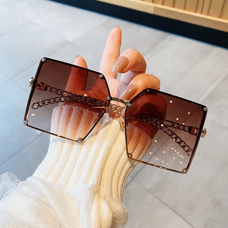 New Fashion Style Korea Chain Hollow Big Box Sunglasses display picture 1