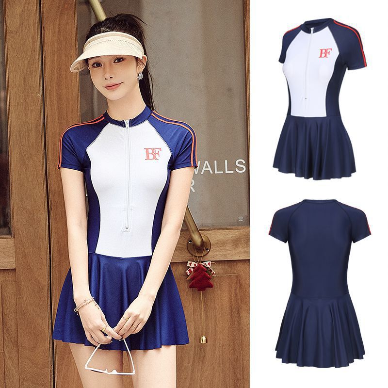 Integrado trajes de baño de mangas largas para mujeres adultos entrenamiento profesional conservador trajes de baño de ángulo plano para mujeres trajes de baño comercio exterior