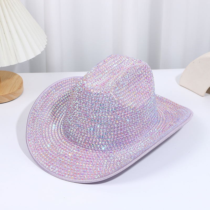 Europa y América de moda transfronteriza sombrero de jazz para adultos festivales de color fiesta espectáculo de diamante gorro de sequillas gran gorro
