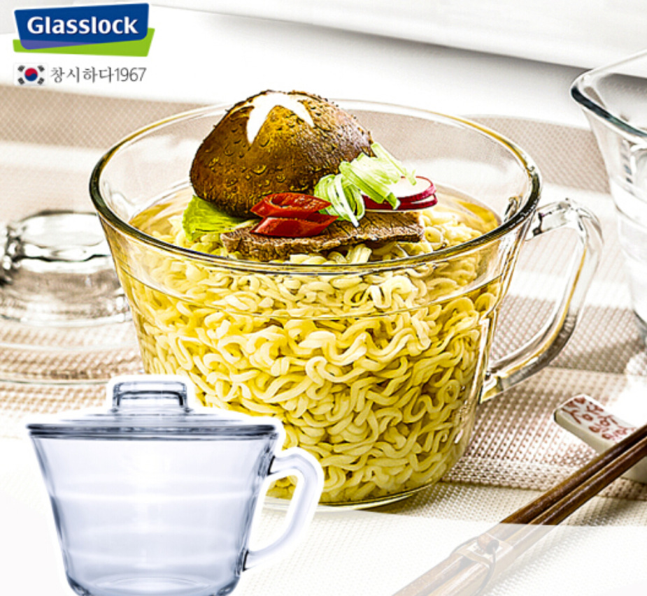 Glasslock韩泡面碗钢化玻璃碗带盖汤碗可微波炉加热礼盒装