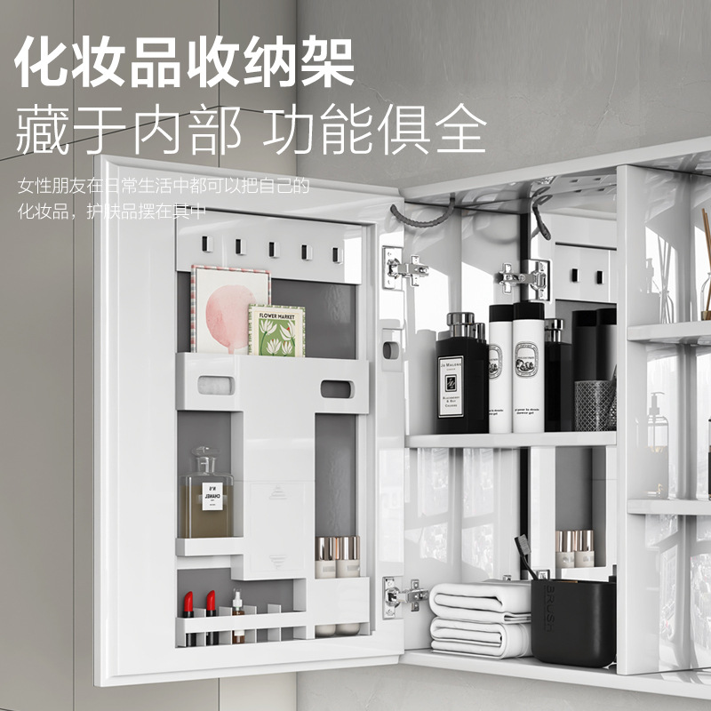 Creamy viento blanco espesado espacio gabinete de baño de aluminio combinado cerámica lavabo de mano lavabo lavabo