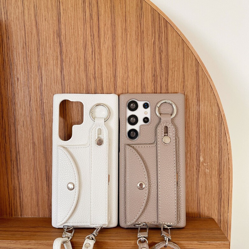 Suitable for Samsung S25Ultra Pebbled Leather Card Holder Wrist Strap Cross-Body Phone Case S21/S22 Wallet Phone Case Suitable for Samsung S25Ultra Pebbled Leather Card Holder Wrist Strap Cross-Body Phone Case S21/S22 Wallet Phone Case