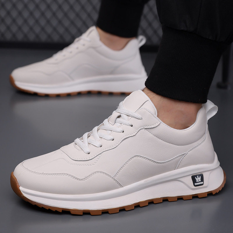 Giày thể thao nam sneaker cổ thấp đế dày, dây buộc, mũi tròn, phong cách năng động — GX129 màu trắng, GX129 màu đen