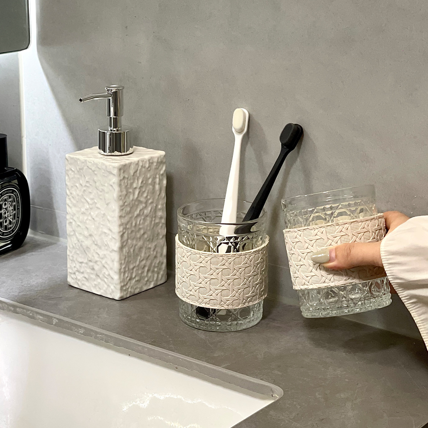 Juego de Accesorios para Baño de Cerámica con Efecto Piedra para Baño y Hotel