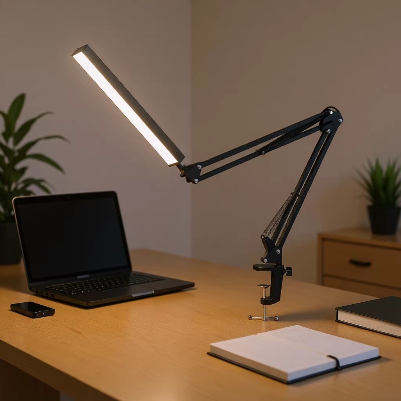 Lámpara de brazo largo LED con clip, plegable y recargable, éxito en Amazon