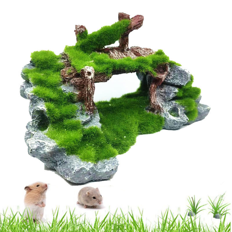 Tortuga de orugas mesa de secado pequeña tortuga mesa de escalada pecera paisaje escondite casa tortuga olla secado mesa de nuevo simulación puente flocado Decoración