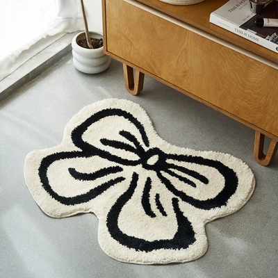 Avtomobil döşəmə paspasları plush home mat soft absorbent - white-bow-6080cm