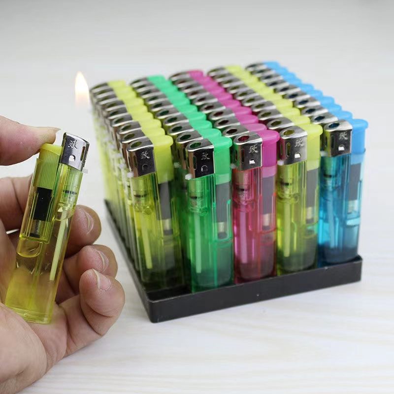 Flames lighter wholesale ordinary 50 thickening disposable Convenience Store personality transparent lighter