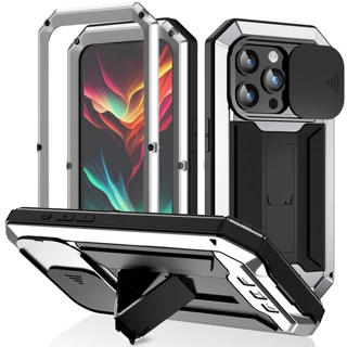 适用跨境18 Pro保护套iphone17 promax手机壳16Pro防摔金属支架壳
