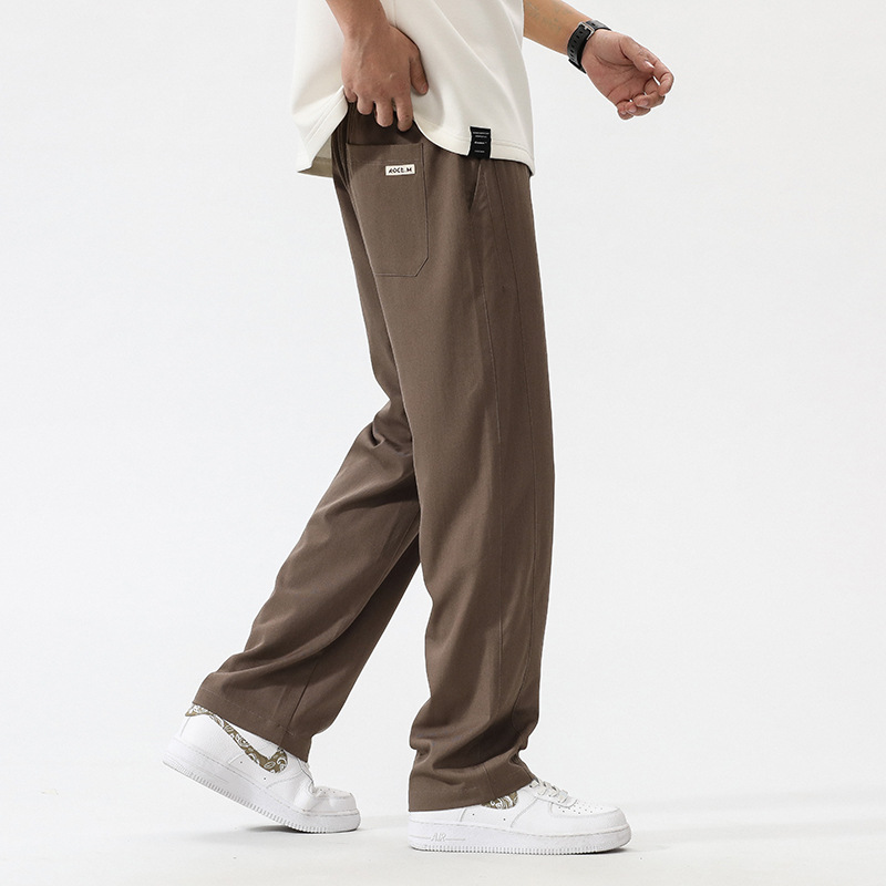 summer thin slacks men's simple badge straight leg slacks men's american fat plus size men's pants_voghion.com