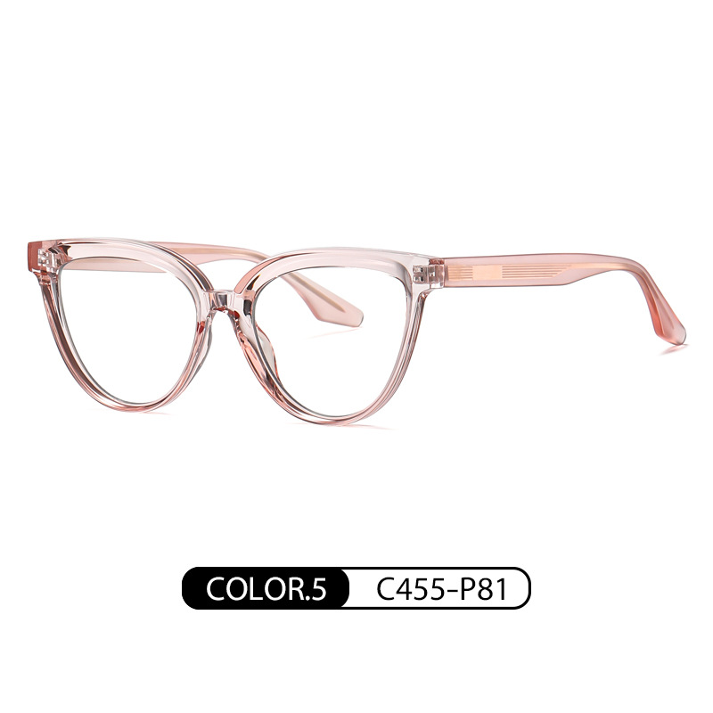 Nuevo Marco de gafas de moda Marco de ojo de gato femenino gafas lisas ultra ligero TR-BC905 placa pin pierna anti-azul gafas de luz