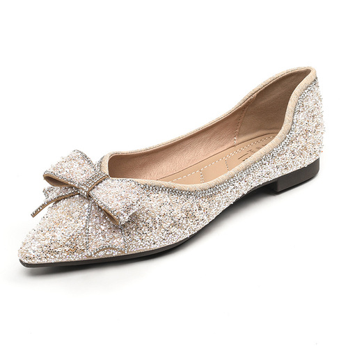 New French-style water drill flat spring women's single shoes  one-pump evening shoes spoon shoes plus size 41-43
