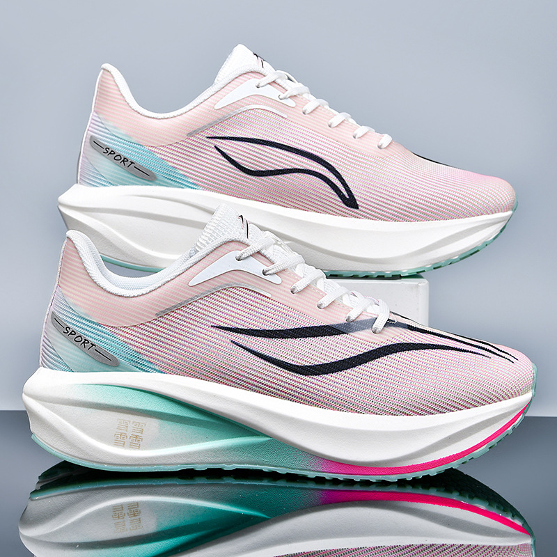 Feidian 5 zapatos para correr con tabla de carbono para estudiantes de secundaria examen de educación física para estudiantes de primaria clase de educación física ligero y transpirable superficie de malla absorción de impactos hombres