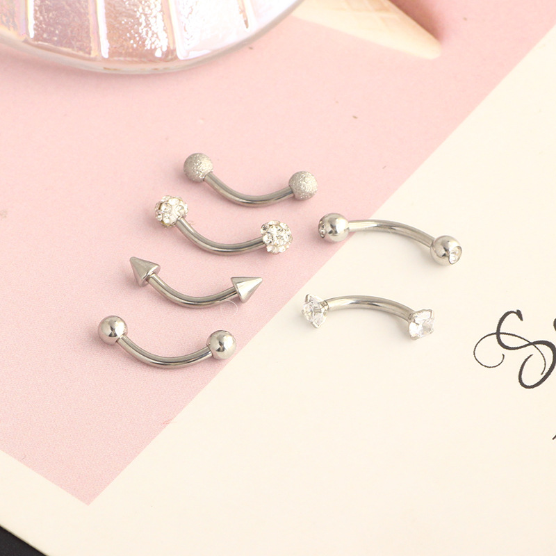 16G Stainless Steel Micro-Inlaid Zircon Eyebrow Ring Screw Ball Fashion Earrings Set of 10 detail image 21