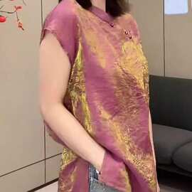 优雅气质高端新中式短袖女2025年夏季夏款国风外搭设计感显瘦上衣
