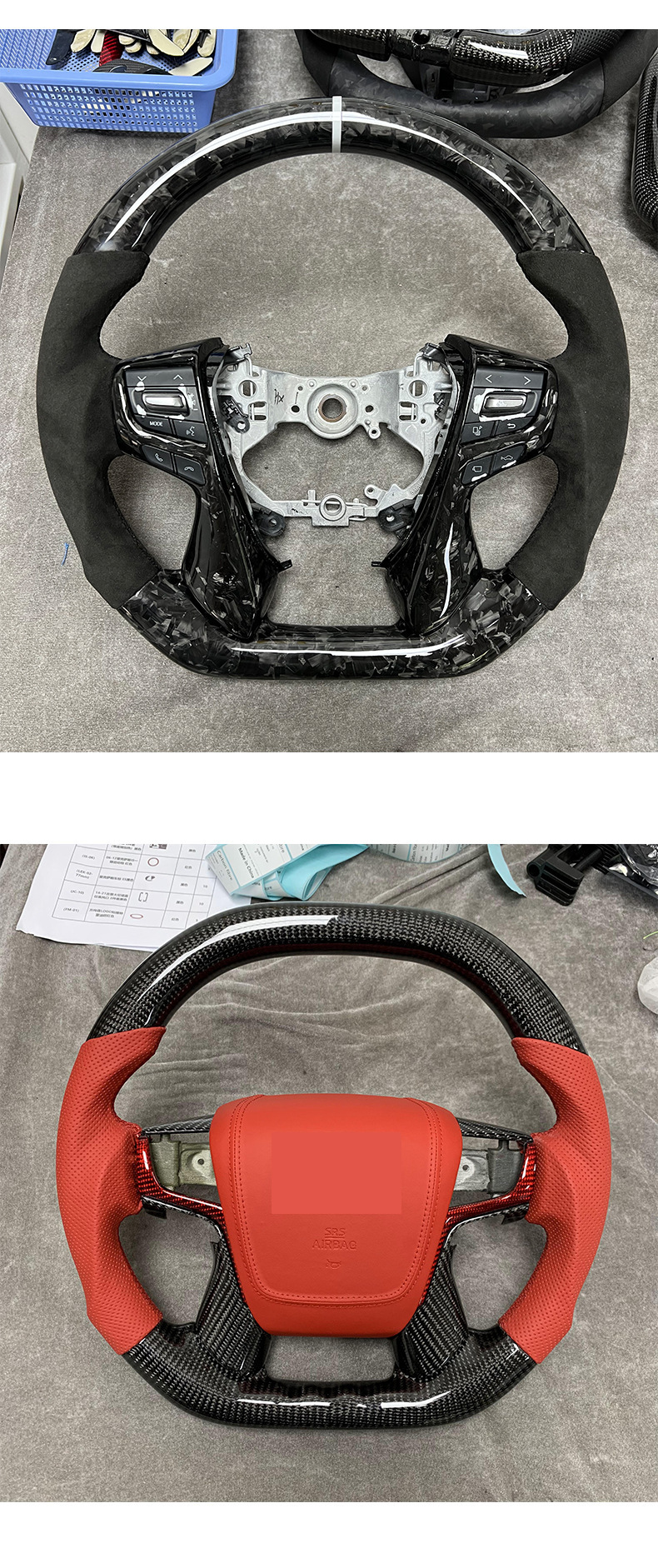 Suitable for Toyota Lc200 Land Cruiser Crown Prado Land Cruiser Car Carbon Fiber Steering Wheel Assembly Modification