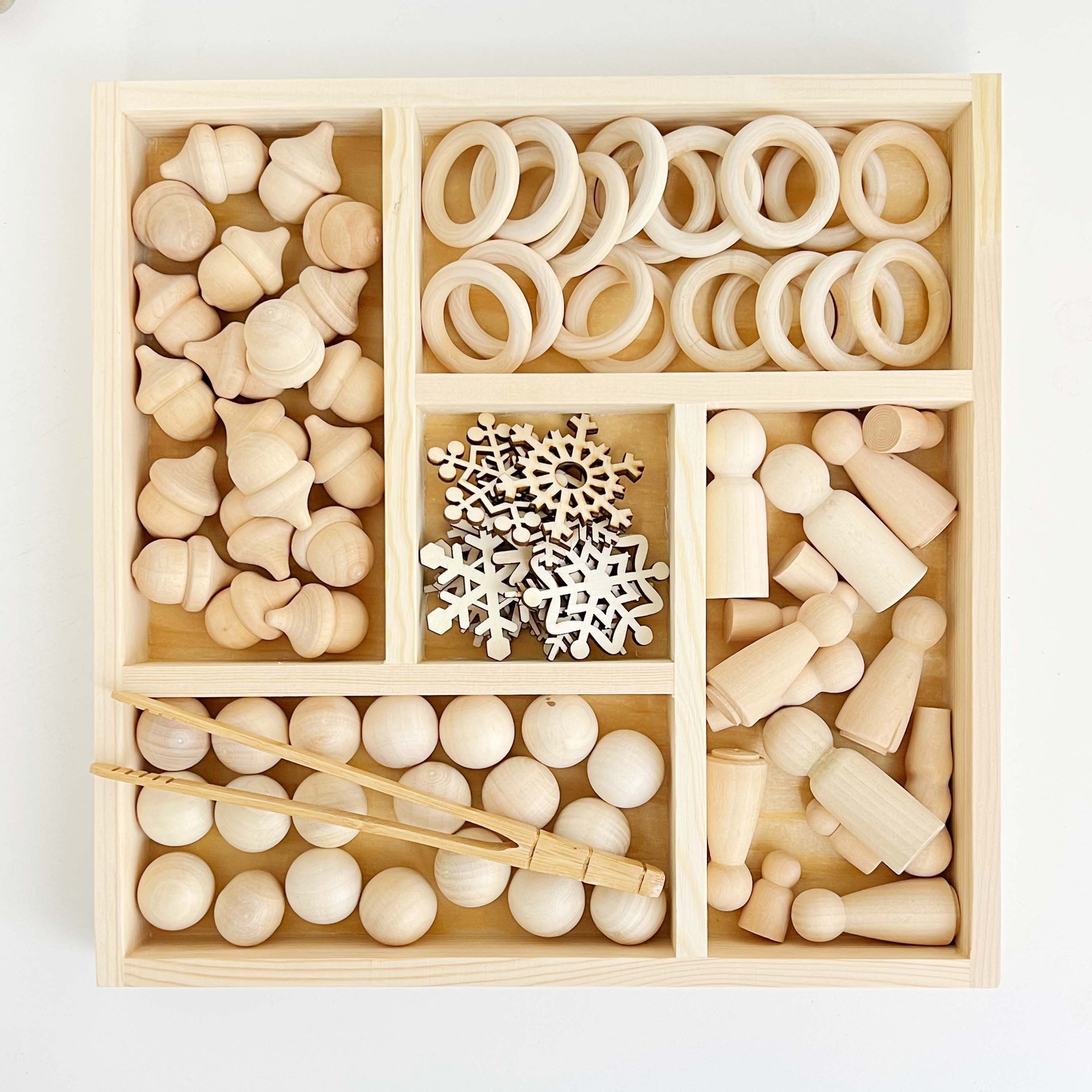 Wooden Open-Ended Material Box Bottom Structure Educational Toy Area Reggio Waldorf Montessori Wooden Building Blocks